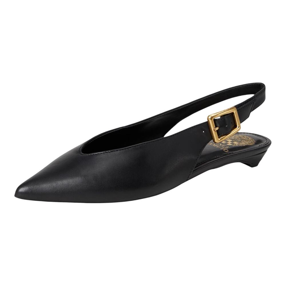Vince Camuto Women's Valther Leather Slingback Low Heel Pumps Black Size 10
